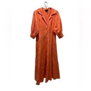 Donna Karan Vibrant Orange Long Sleeve Dress linen sz6